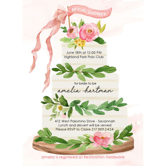 Bridal Shower Cake Banner Invitations